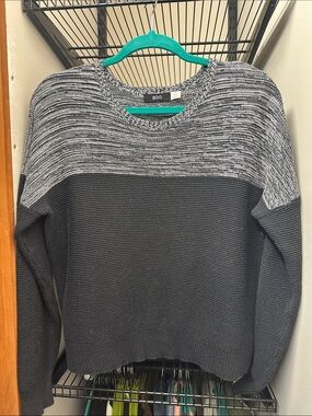BDG Two-Tone Black and Heather Gray Crewneck Sweater